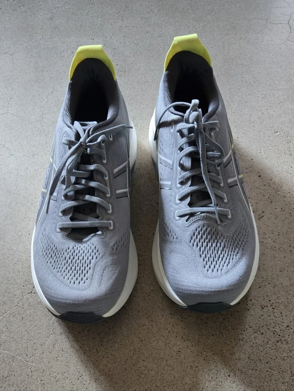 ASICS Men's Gel-Kayano 32 Gray Running Shoes with Neon Yellow Accents-Brand New